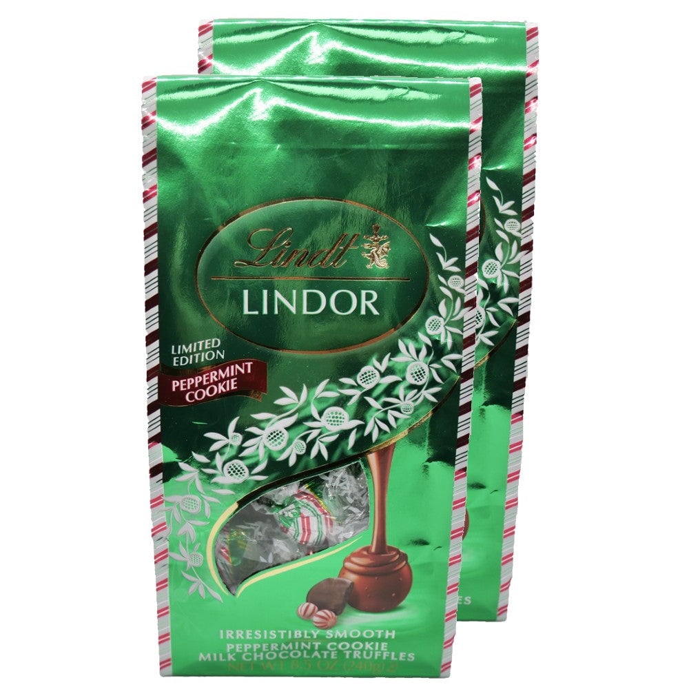 Lindt Holiday Lindor Milk Chocolate Peppermint Cookie Truffles 8.5oz. Bag