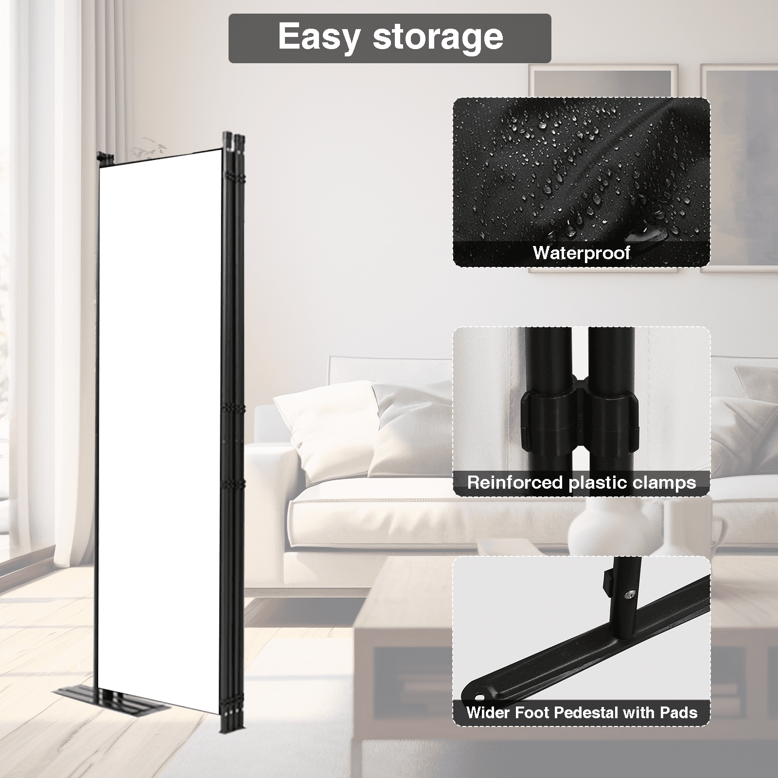 Room Divider-4 Panels Folding Privacy Screens, Partition Room Dividers Wall for Separation, Home, Office, Classroom, Studio