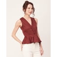 thumbnail image 2 of Moomaya Women's Solid Peplum Top, V Neck Sleeveless Cotton Slub Formal Top Blouse, 2 of 8