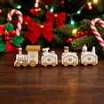 thumbnail image 4 of White Gold Christmas Wooden Mini Train Tabletop Ornament, 4-Car Connected Train Decor with Snowman Bear Figurines for Xmas Home Mantel & Table Decor, 4 of 5