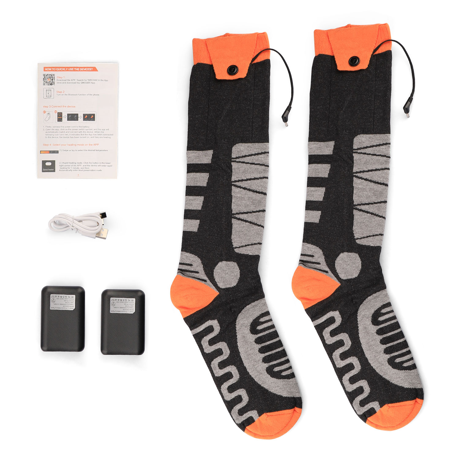 ASKITO Heated Socks for Men Women, APP Control 5000mAh Rechargeable Battery, Electric Heated Socks with 4 Heating Levels for Winter Outdoor Camping Motorcycle Skiing Foot Warmer