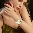 thumbnail image 2 of 4pcs Europea y la mano de la perla femenina cadena de perlas pulsera elástica capa de perlas colgante pulsera accesorios para mujer, 2 of 8