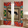 thumbnail image 2 of Wolf Curtains Tribal Aztec 30%-50% Blackout Curtains Cabin Decor Colorful Southwestern Darkening Curtains Western Bedroom Decor Retro Wooden Grain Window Treatments Bedroom Living Room Decor 42"X63", 2 of 5