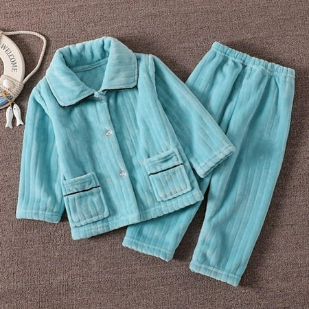 

Autumn Winter Children Flannel Pajamas Set Warm Thicken Sleepwear Boys Girls Plush Nightgown Pyjama Kids Homewear Clothes