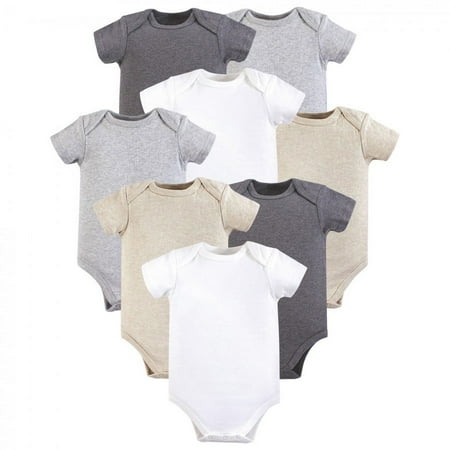 UPC: 0660168530575 | Hudson Baby Cotton Bodysuits 8pk  Heather Gray  0-3 Months
