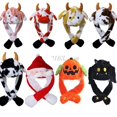 thumbnail image 2 of Gorro de Animal de peluche con orejas de salto móviles, gorro de dibujos animados de vaca, leche, orejera, juguetes de peluche, accesorios para fotos de halloween y Navidad, 2 of 4