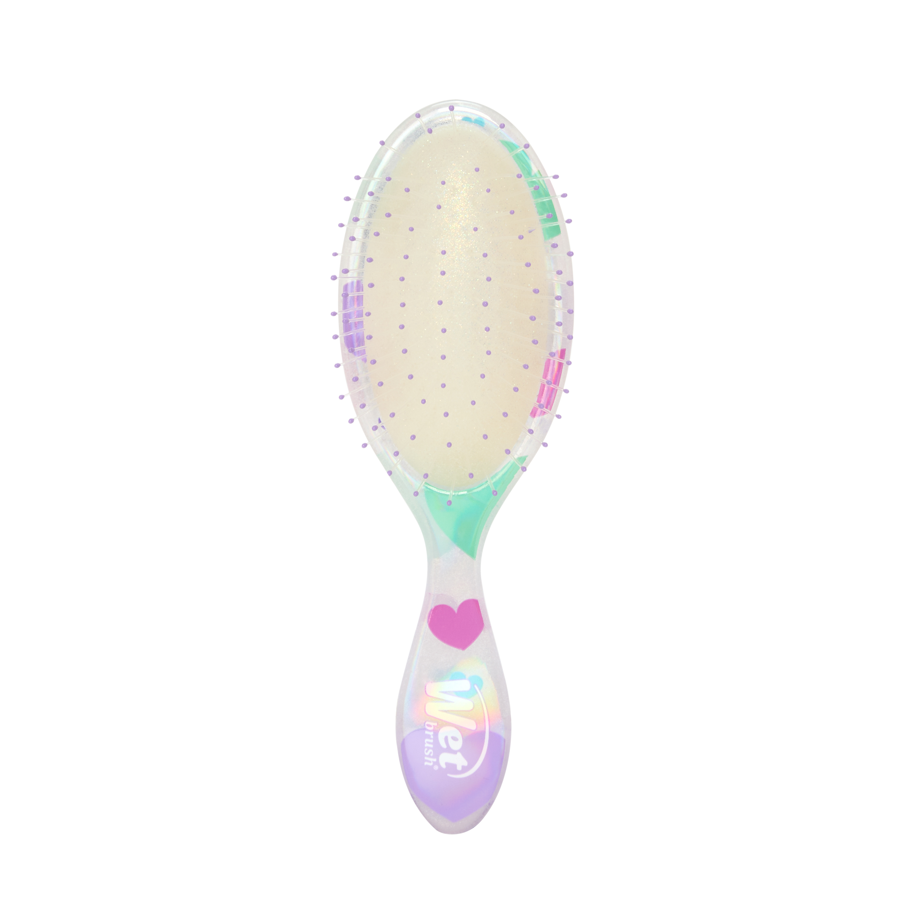Wet Brush Original Detangler Hair Brush, Midi Size, Glitter Hearts Design, for Wet or Dry Hair