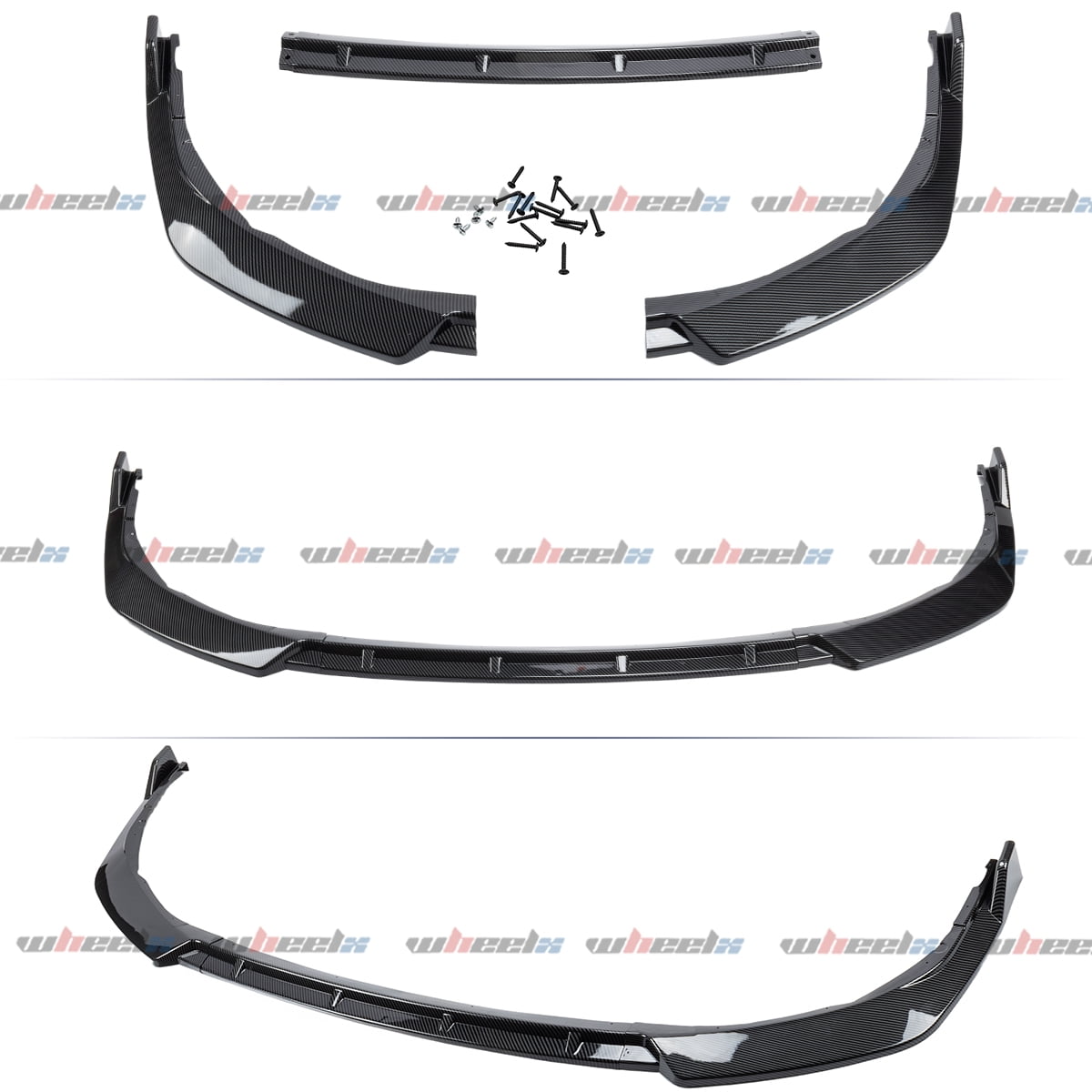 Front Lip Compatible with Toyota Camry SE XSE 2021-2024, 3Pcs/Set Bumper Air Dam Lower Chin Splitter Protection Body Kit Fits for 2021 2022 2023 2024 (Carbon Fiber Look)