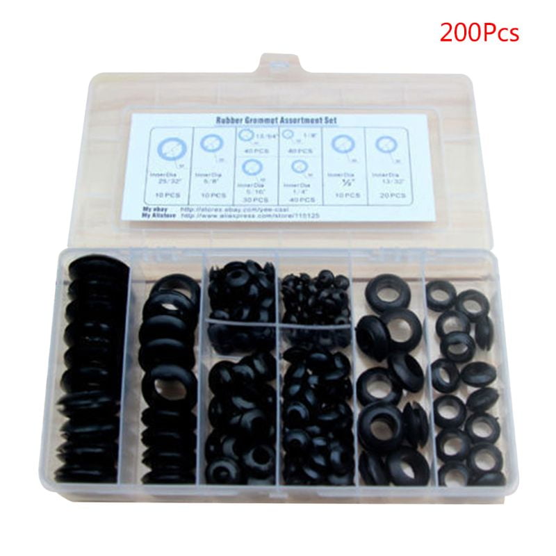 200pcs Rubber Grommet Electrical Wire Gasket Kit Sealing Assortment Set 8 Sizes 