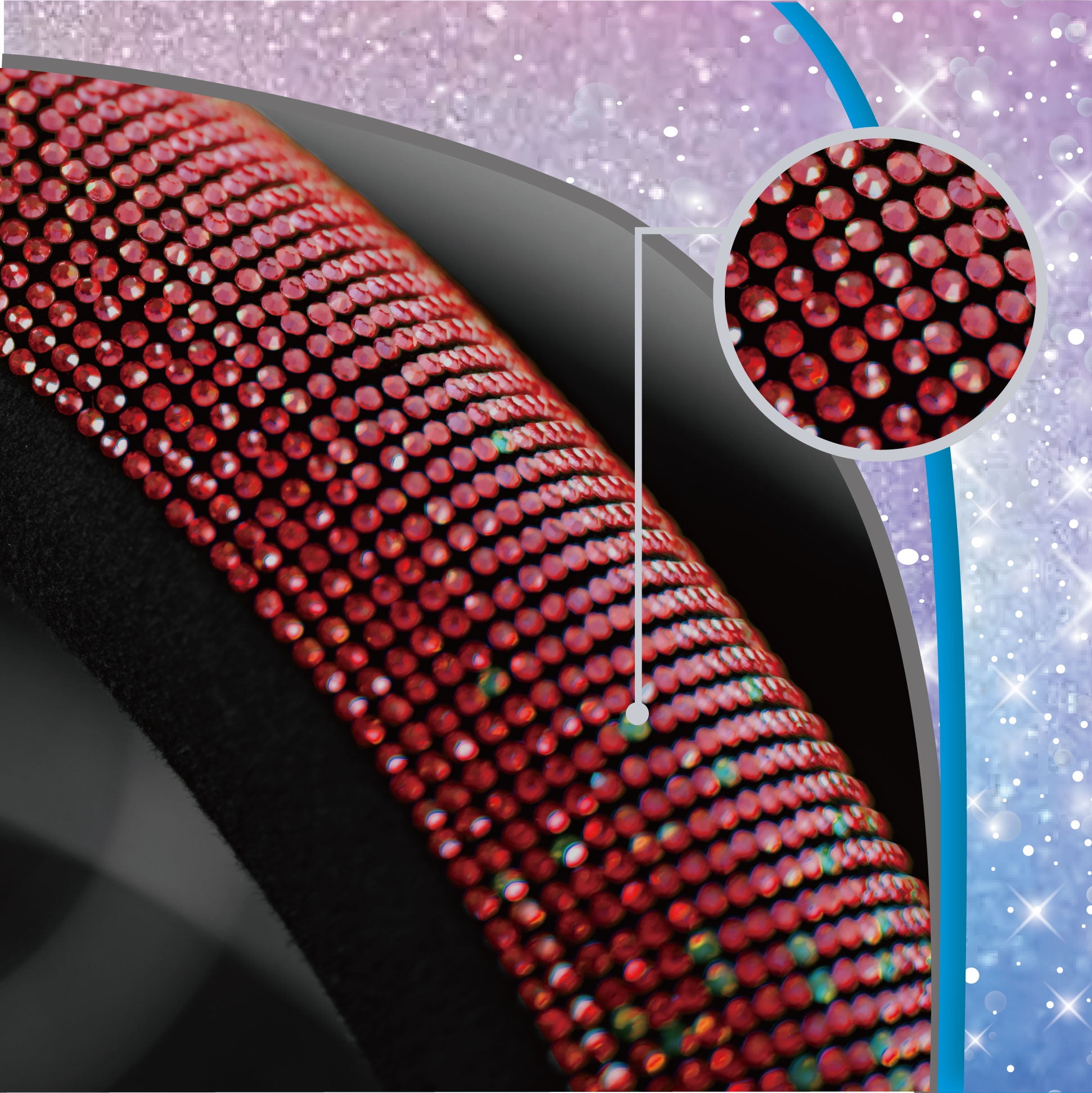 Auto Drive Bling Diamond Steering Wheel Cover, Sparkly Crystal Grip, Universal Fit for Cars,SUVs Orange Red