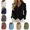 Black, variant on Womens Long Sleeve Jackets V Neck Button Soft Textured Shirts Solid Color Breathable Warm Blouses