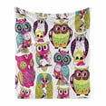 thumbnail image 1 of Cartoon Soft Flannel Fleece Throw Blanket, Owl Eyes Funny Best Friends Forever Animal Themed Fun Design, Cozy Plush for Indoor and Outdoor Use, 50" x 70", Multicolor Coral, by Ambesonne, 1 of 6