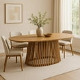 thumbnail image 7 of Lev Dining Table- 79 Inch Oval Top- Pedestal Base- Natural Brown Wood, 7 of 7