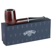Savinelli Arcobaleno Brown - Naturally Stained & Handmade Straight Billiard Pipe From Italy, Polished Wood Briar Pipe (Brown, 111 KS)