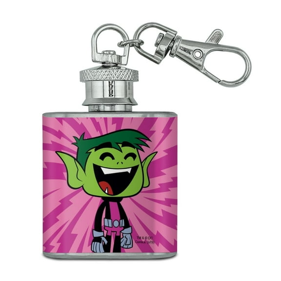 Teen Titans Go! Beast Boy Stainless Steel 1oz Mini Flask Key Chain