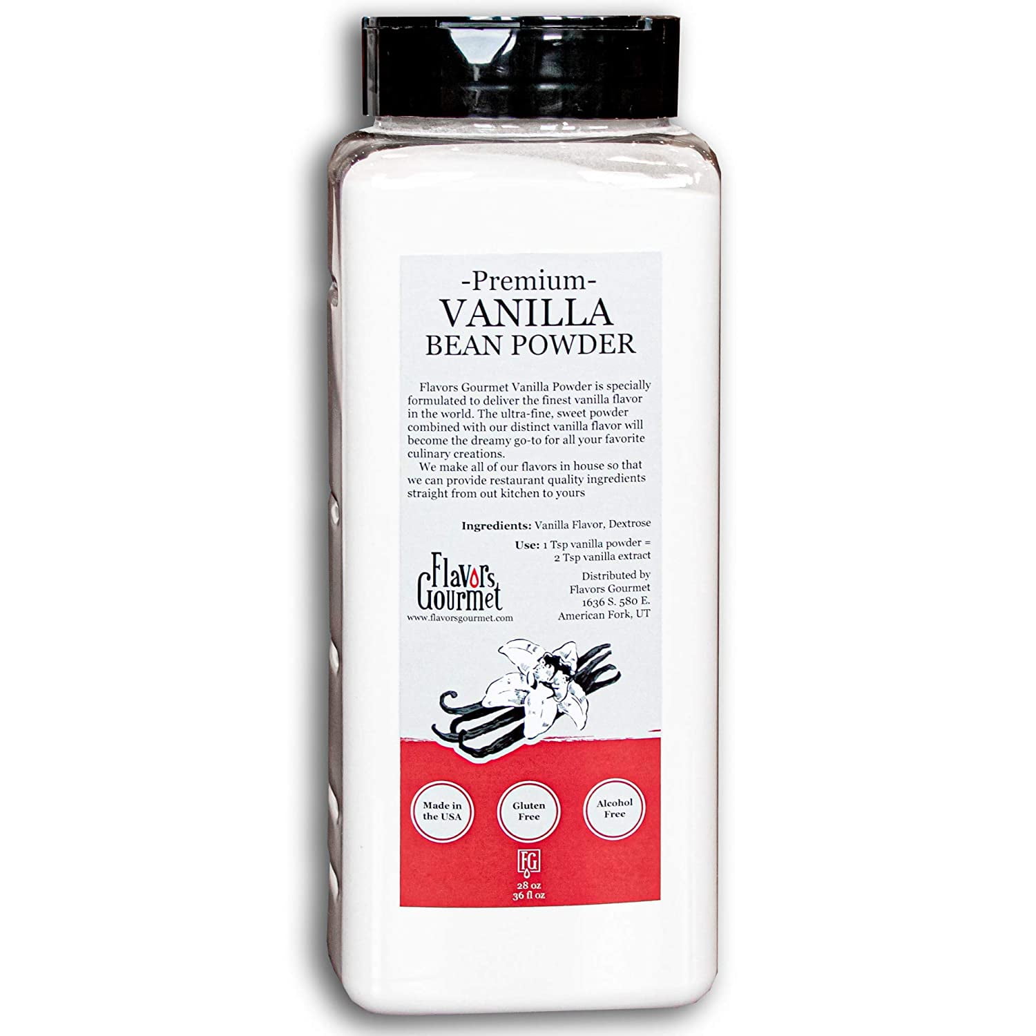 Flavors Gourmet Vanilla Powder, Premium White Vanilla Powder with Dual