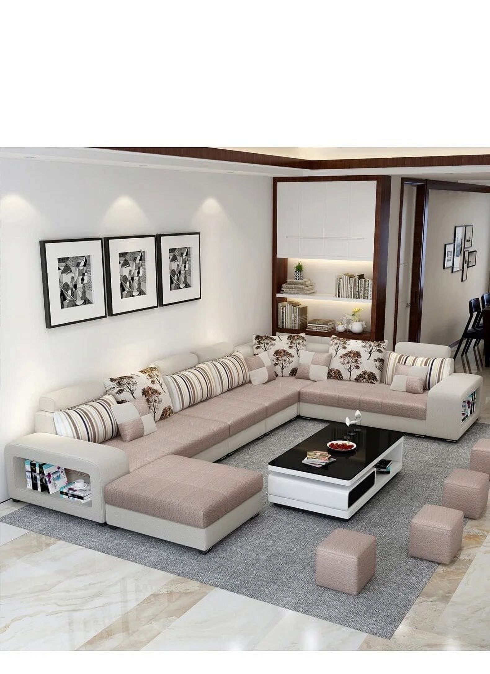Living Room Furniture Modern Fabric Sofa European Sectional  Set 1909