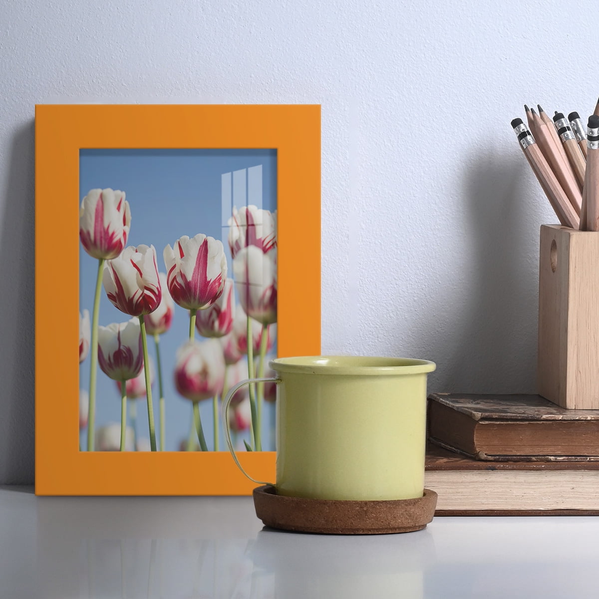 Modern 4 in. x 6 in. Orange Picture Frame (Set of 4)