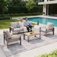 thumbnail image 2 of LazySunsets 4 Piece Aluminum Patio Furniture Set, 5-Seat Oversized Outdoor Sectional, Light Gray, 2 of 9