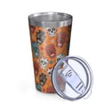 thumbnail image 2 of 16oz Tumblers Orange Flower Skull Pattern Stainless Steel Vacuum Insulated Double Wall Travel Tumbler Cups Mug with Lid and Straw,Cleaning Brush for Coffee,Tea, 2 of 4