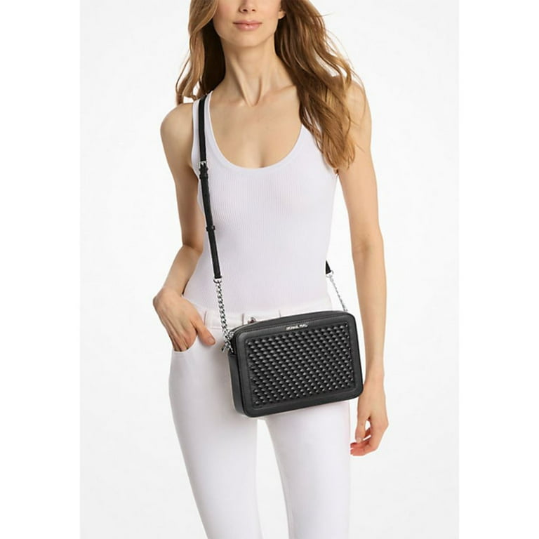 Michael Kors Women's Jet Set Large Woven Crossbody Bag (Black