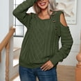thumbnail image 4 of Suéter Suéter básico para mujer, suéter informal con cuello redondo y hombros caídos, traje de vacaciones suelto Cgtredaw ejercito verde T M para Mujer, 4 of 6