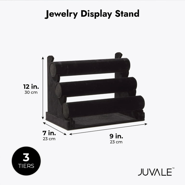 Juvale 3 Tier Black Velvet Jewelry Display Holder for Selling