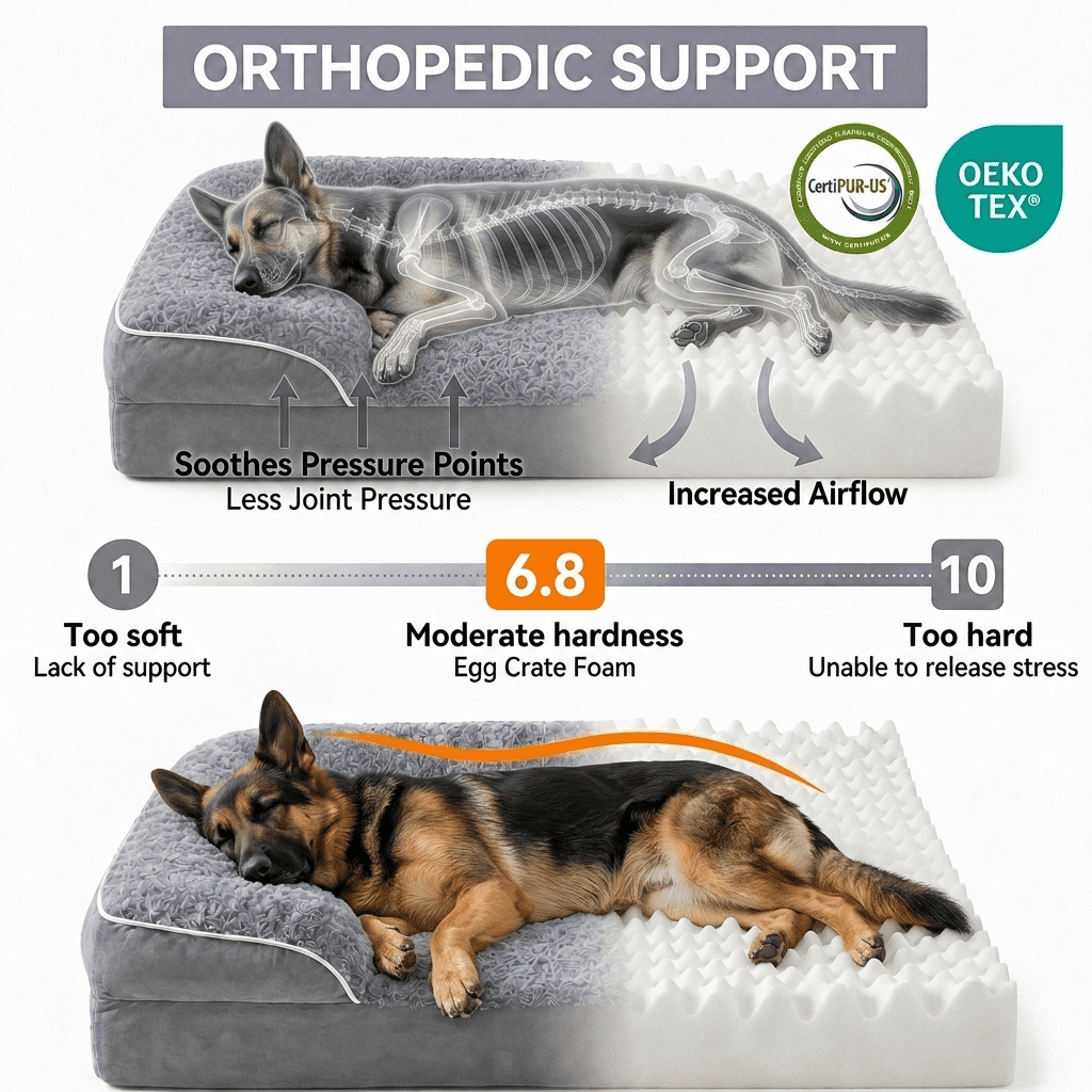 Extra-Large Dog Bed - Washable Giant Dog and Cat Bed, Comfortable Pet Sofa with Removable, Washable Cover, Non-Slip Bottom, Gray