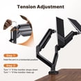 thumbnail image 6 of Dual Monitor Mount Stand for 13”-33" Screens, 360° Heavy Duty Adjustable Gas Spring Arm Desk Mount with Tilt, Swivel, Rotation, VESA 100x100, 75x75, Holds Up to 22lbs per Monitor Arm, 6 of 9