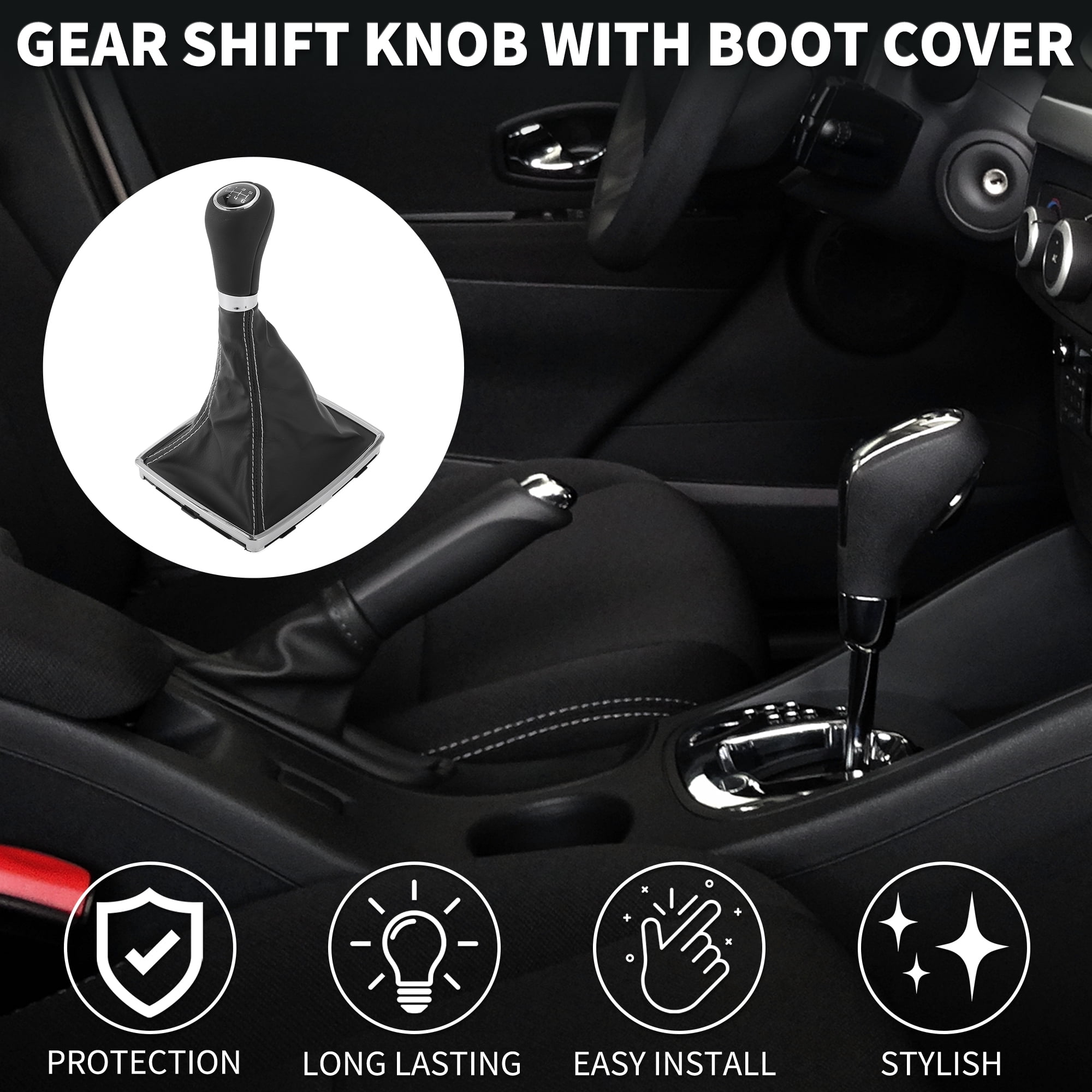 Unique Bargains Gear Shift Knob with Cover 6 Speed Manual Stick Shifter Knob for Mercedes-Benz E-Class 2009-2016 Plastic