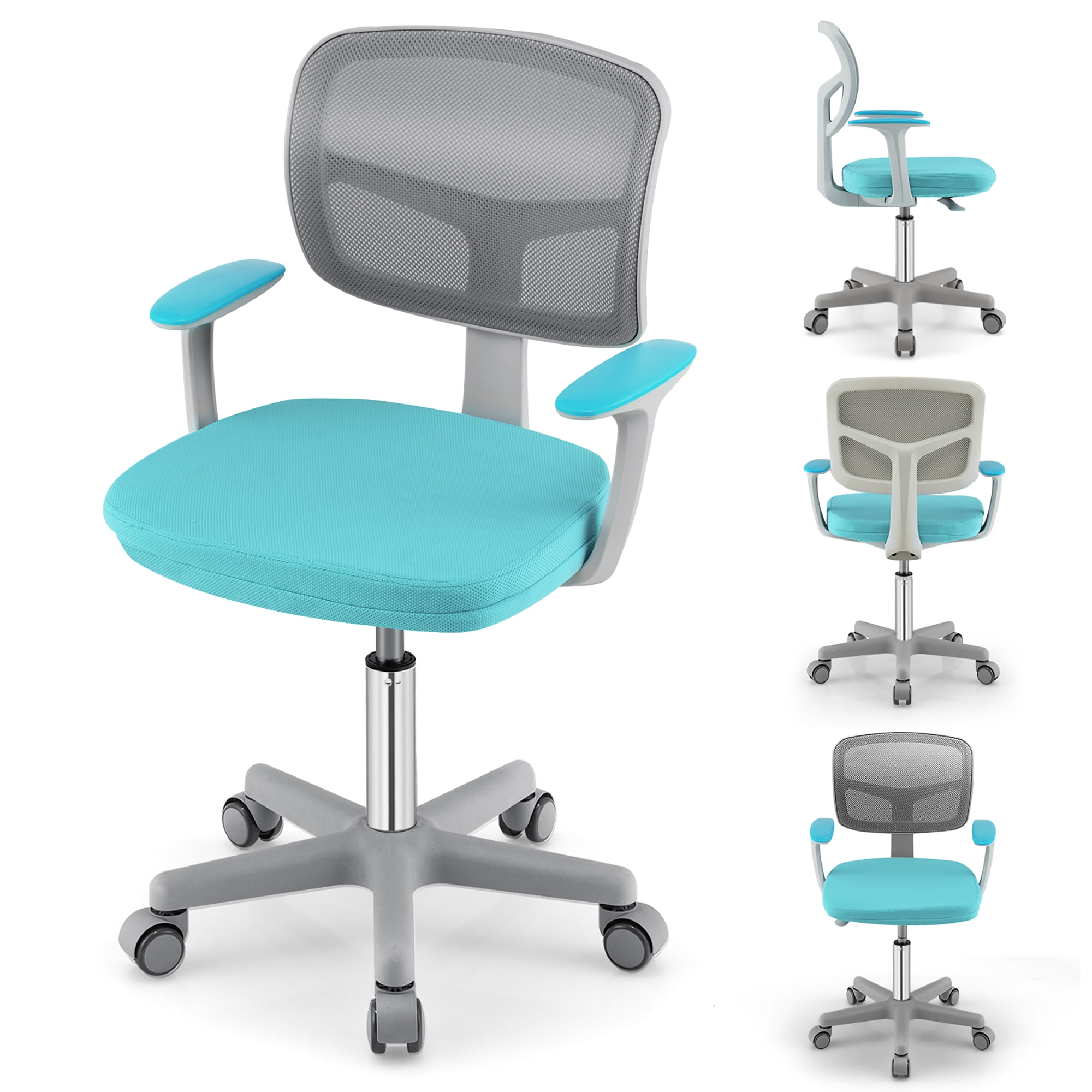 Gymax Kids Desk Chair Adjustable Height Children Study Chair w/Auto Brake Casters Green