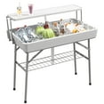 thumbnail image 1 of Outsunny Table à Glace Pliable à 2 Niveaux avec Drain, Table Réfrigérante d'Extérieur, Blanc, 1 of 10