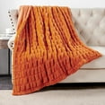 thumbnail image 2 of Home Soft Things Stretchy Solid Color Faux Fur Throw Blanket with Micromink Back, Luxury Soft Cozy Plush Fluffy Fuzzy Reversible Thick Warm Throw Blanket, 60x70 inches, Burnt Orange, 2 of 9