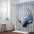 thumbnail image 6 of White Shell Shower Curtain for Bathroom Decor, Ocean Seashell Simple Oil Painting Realistic Waterproof Fabric Shower Curtain, 72"x72" Set with 12 Hooks, 6 of 9