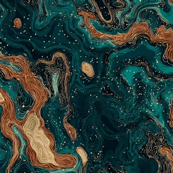 Marble Stone Peel and Stick Wallpaper 17.7in x 9.8ft Swirling Teal Copper Contour Lines Cosmic Contact Paper Vinyl Waterproof Self Adhesive Wall Paper for Bedroom Shelf Cabinet Renter Friendly