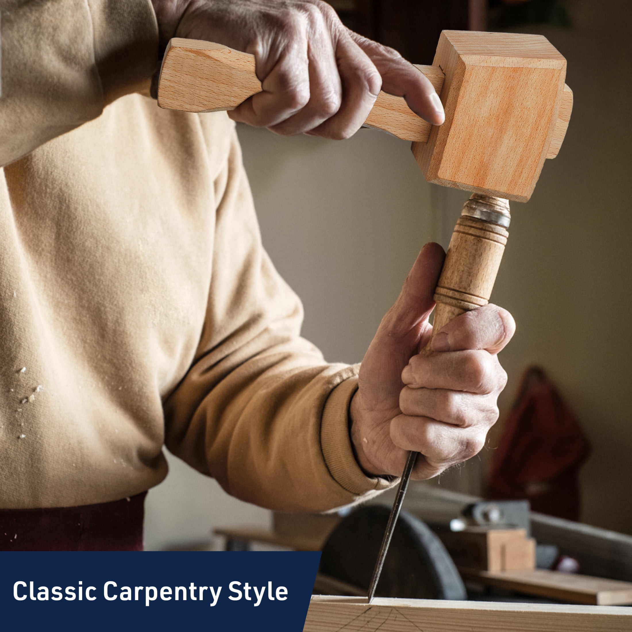 Kings County Tools Wood Mallet Hammer - 12oz Solid Beechwood Carpenters Mallet with 3.5” Head