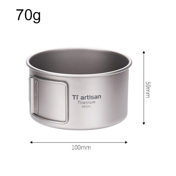 Ultralight Titaniums Camping Bowls Foldable Handle Rust-Resistant 450Ml/600Ml Cookware Set Hiking Backpacking Outdoor Adventure