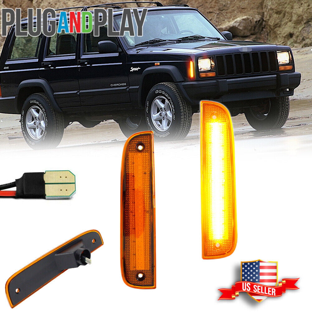 2 For 1997-2001 Jeep Cherokee LED Front Side Marker Light Yellow Car  Accessories