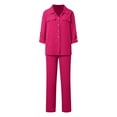 thumbnail image 3 of Soiling Trendy Lapel Collar Slim Fit Sweater Women Wear Casual Pullover Knitted Pants Striped Two Piece Sets Chest High Insulated Snow Bib Overalls Clam Snow Pants Formal Pants Women Petite Elegant, 3 of 4