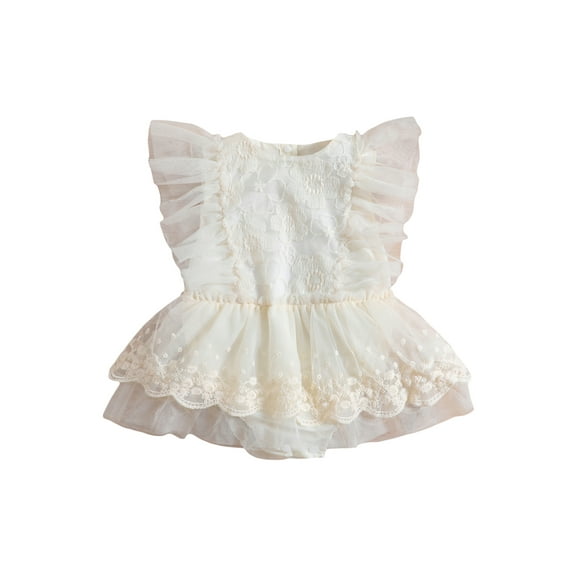 Bagilaanoe Newborn Baby Girl Rompers Dress Floral Lace Fly Sleeve Bodysuits 3M 6M 12M 18M Infant Casual One Piece Short Jumpsuit Skirt