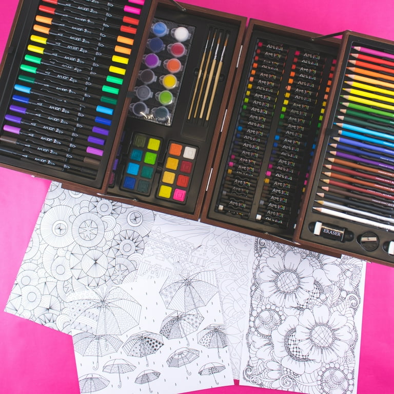 136pc Draw + Color + Paint Art Set In Wood Case - Art 101 : Target