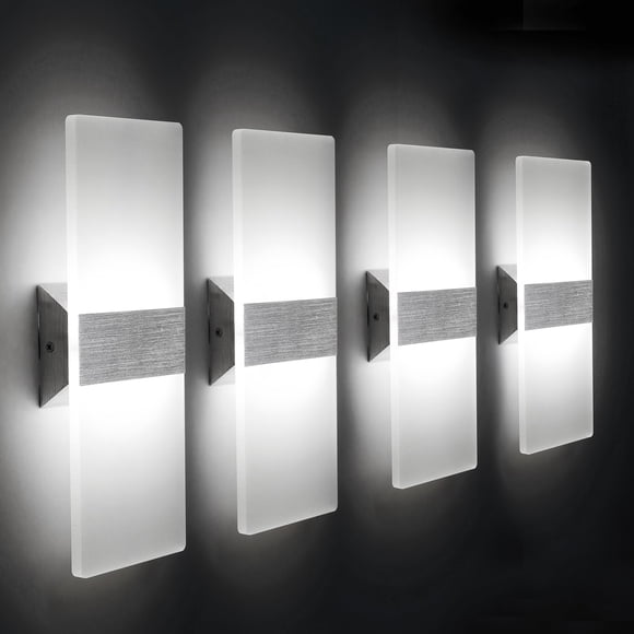 ChangM Applique Murale Moderne 12W, Ensemble de 4 Lampes Murales à LED en Acrylique Blanc Froid avec Câblage Mural