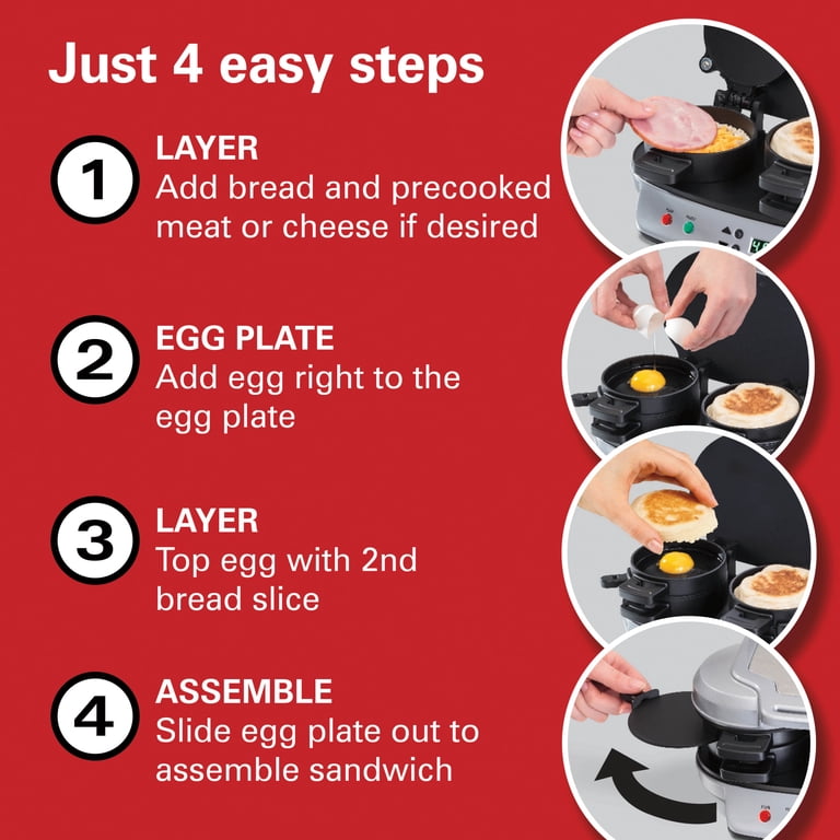 Hamilton Beach Dual Breakfast Sandwich Maker with Timer, Silver photo 7