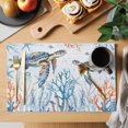 thumbnail image 2 of Sea Turtle Placemats Set&nbsp;of&nbsp;8 Seagrass Coral Starfish Jellyfish Ocean Retro Heat Insulation Washable Place Mats, Rustic Non-Slip Table Mats for Dining Table Party Kitchen Decor,13x19 Inch, 2 of 9