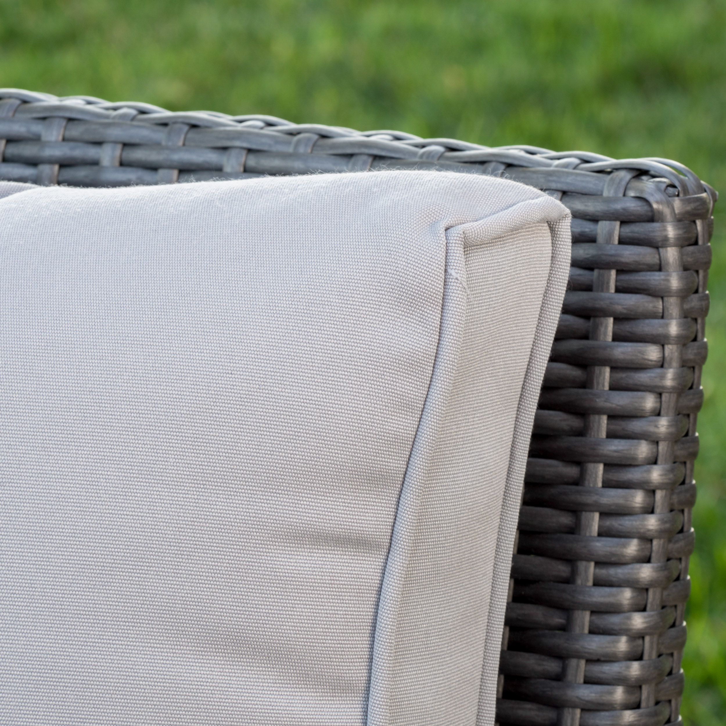 Kingsfield Outdoor Wicker Club Chairs with Silver Cushions, Set of Two, Grey