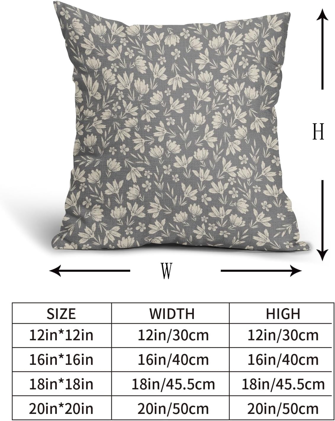 Vintage Flower Pillow Covers 18x18 Set of 2 Rustic Cute Small Floral Black Brown Old Style Decorative Throw Pillows Outdoor PillowCase Farmhouse Linen Cushion Case Decor for Home Sofa Couch Bed