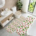 thumbnail image 5 of Strawberry and Leaf White Pattern Bathroom Rug Set 4 Piece,Includes Contour,Lid Cover,Bath Mat,Non-Slip Extra Soft Absorbent Washable, 5 of 5