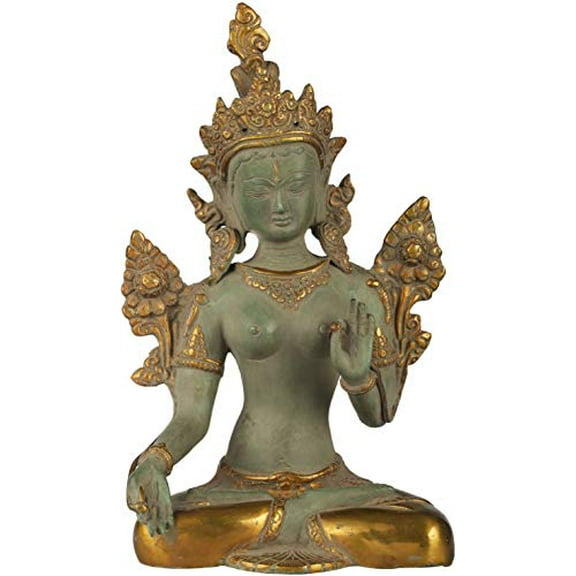 Exotic India Tibetan Buddhist Goddess Green Tara - Brass Statue