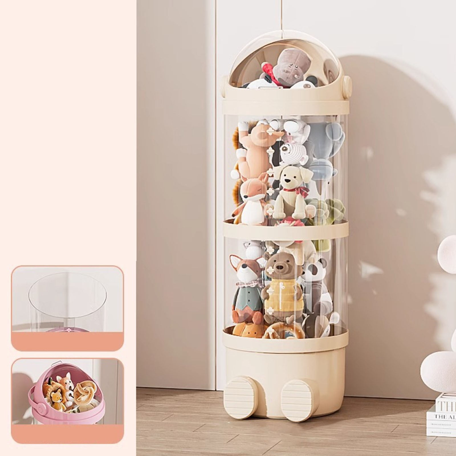 Mouliraty Vertical Toy Storage Tube Stuffed Animals Storage Tube Plushies Storage Stuffed Animals Organizer Tube Pet Transparent Bucket For Kids Toy OrganizerLarge Toy