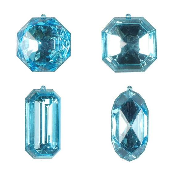 4-5" Turquoise Jewel Glitter Assort 4/Bg